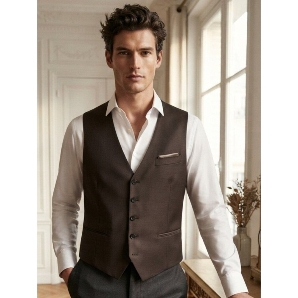 Classic Men's Black Suit Vest - Unbranded Size Large